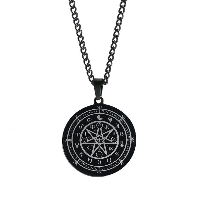 [X C Kalung] Emas &amp; Perak Hip Hop Punk Vintage Moon Time Wheel Baru ​Kalung Titanium Steel Liontin Anti Karat Perhiasan Hadiah Liburan Pria Dan Wanita