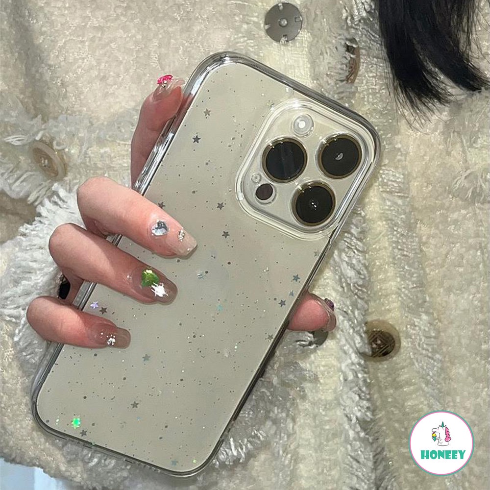 IPHONE Casing Bening Glitter Mewah Untuk Iphone13 14 11 12 Pro 12 X XR XS Max SE 7 8 Plus Cover Silikon Ponsel Transparan Lembut