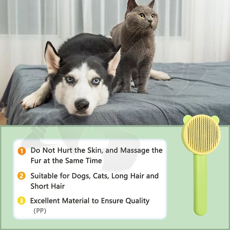 Sisir Bulu Kucing Tombol Sisir Kucing Otomatis Sisir Grooming Press Kucing sisir perawatan peliharaan Pet Hair Comb
