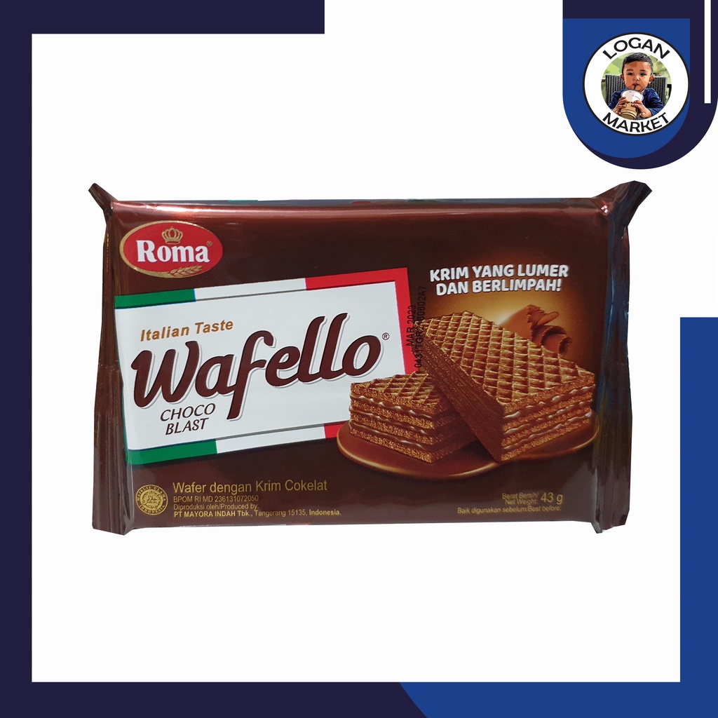 Roma Wafello Choco Coklat Wafer 48gram 48 gram 10Pcs 10 Pcs