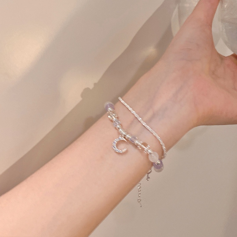 Gelang Manik-Manik Bahan Logam Desain Awan Hati Pelangi Untuk Anak Perempuan