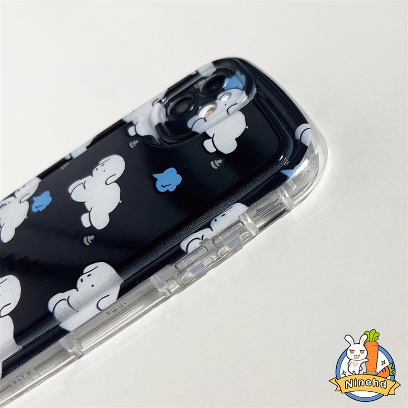 IPHONE Casing Kompatibel Untuk Iphone14 13 12 11 Pro Max X Xr Xs Max8 7 6 6s Plus SE 2020 Kartun Lucu Hitam Puppy Phone Case Pelindung Lensa Shockproof Airbag Anti Jatuh Silikon Soft Case