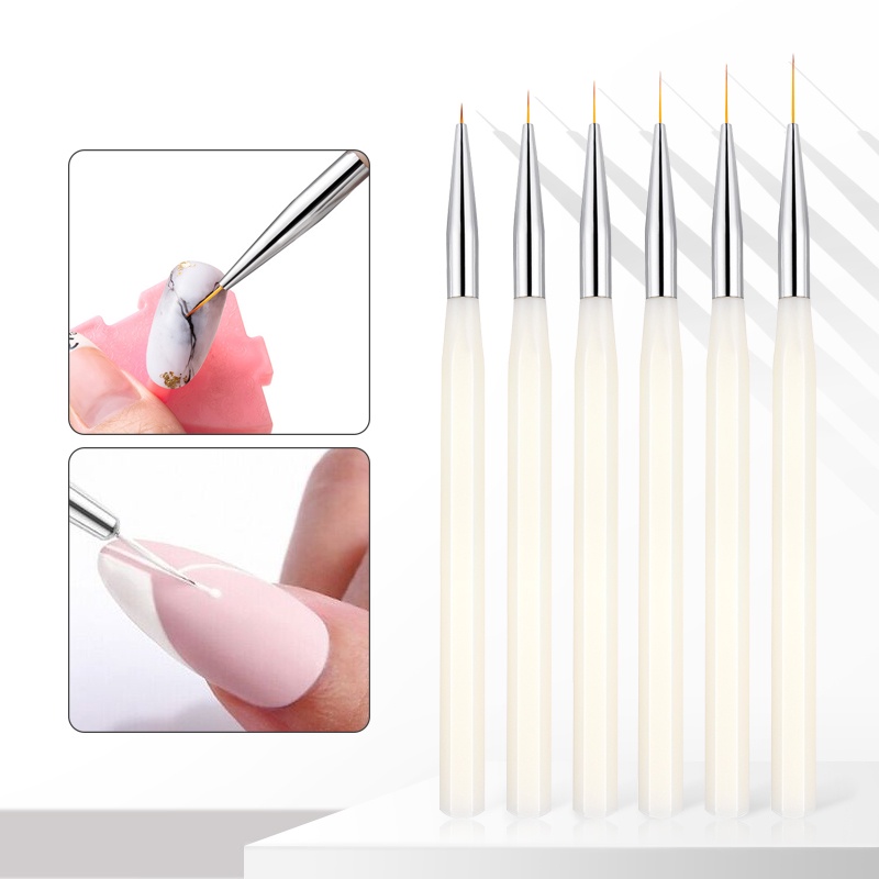 Kuas Liner Kuku Garis Perancis 3D Tip Garis Garis Garis DIY Pena Gambar UV Gel Brushes Lukisan Alat Kuku
