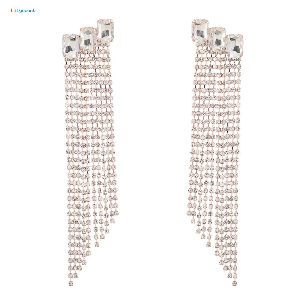 Lilyscent 1pasang All-match Menjuntai Anting Untuk Pacaran Wanita Shiny Party Drop Earrings Shining