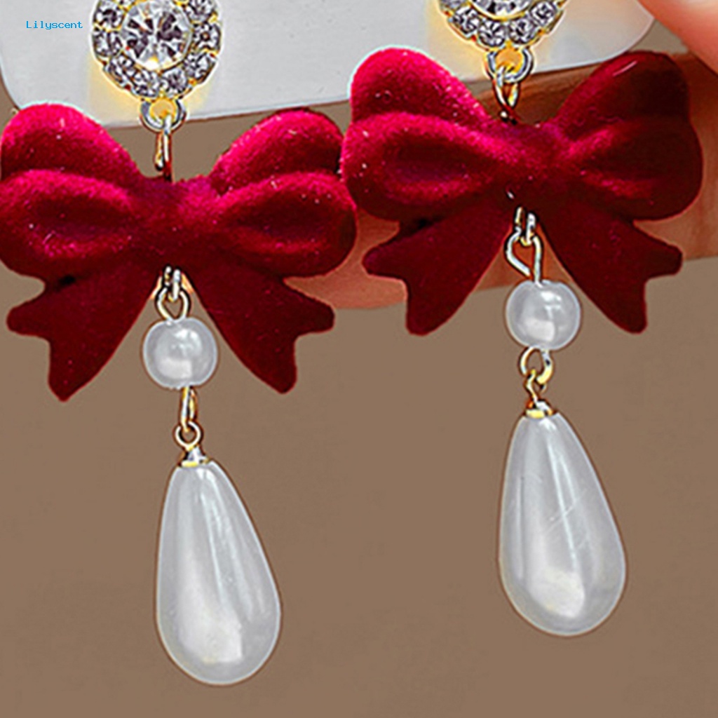 Lilyscent 1pasang Barang Fashion Drop Earrings Kostum Perlengkapan Merah Anggur Lucu Ear Studs Pendant