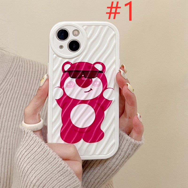 Lovely Strawberry Bear Girl Woman Soft Case HP iP iPhone 7 8 14 + Plus SE 2020 X XS XR Max 11 12 13 Pro Max FTD Wave Casing Apple