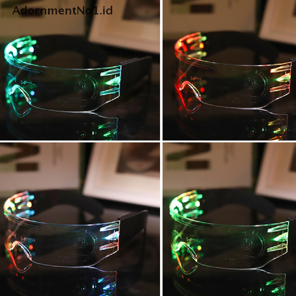 [AdornmentNo1] Led Bercahaya Kacamata Vintage Punk Kacamata Pria Wanita Fashion Pesta Natal Warna-Warni Menyala Kacamata Shades [ID]