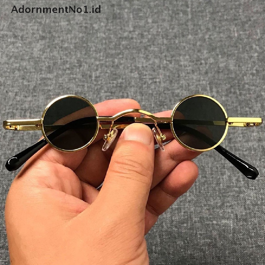 [AdornmentNo1] Kacamata Hitam Punk Bulat Vintage Klasik Punk Fashion Designer Retro Metal Bingkai Kecil Super Small Round Sunglasses [ID]