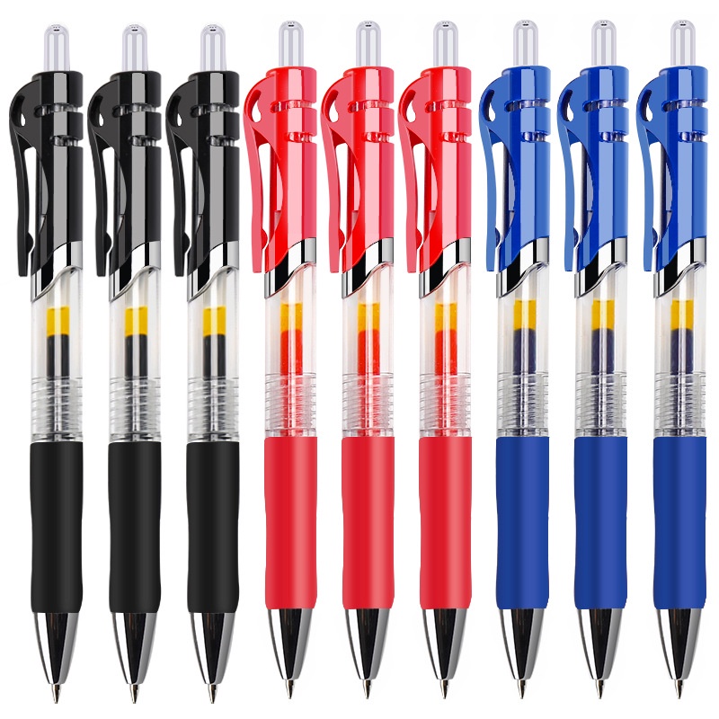 0.5mm Ditarik Tekan Peluru Tanda Tangan Bolpoin Gel Pulpen Hitam/Merah/Biru Diganti Isi Ulang Alat Tulis Kantor Sekolah Perlengkapan Menulis