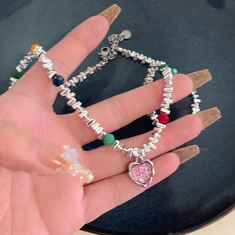 Kalung Fashion Liontin Cinta Warna Korea Untuk Wanita Gadis