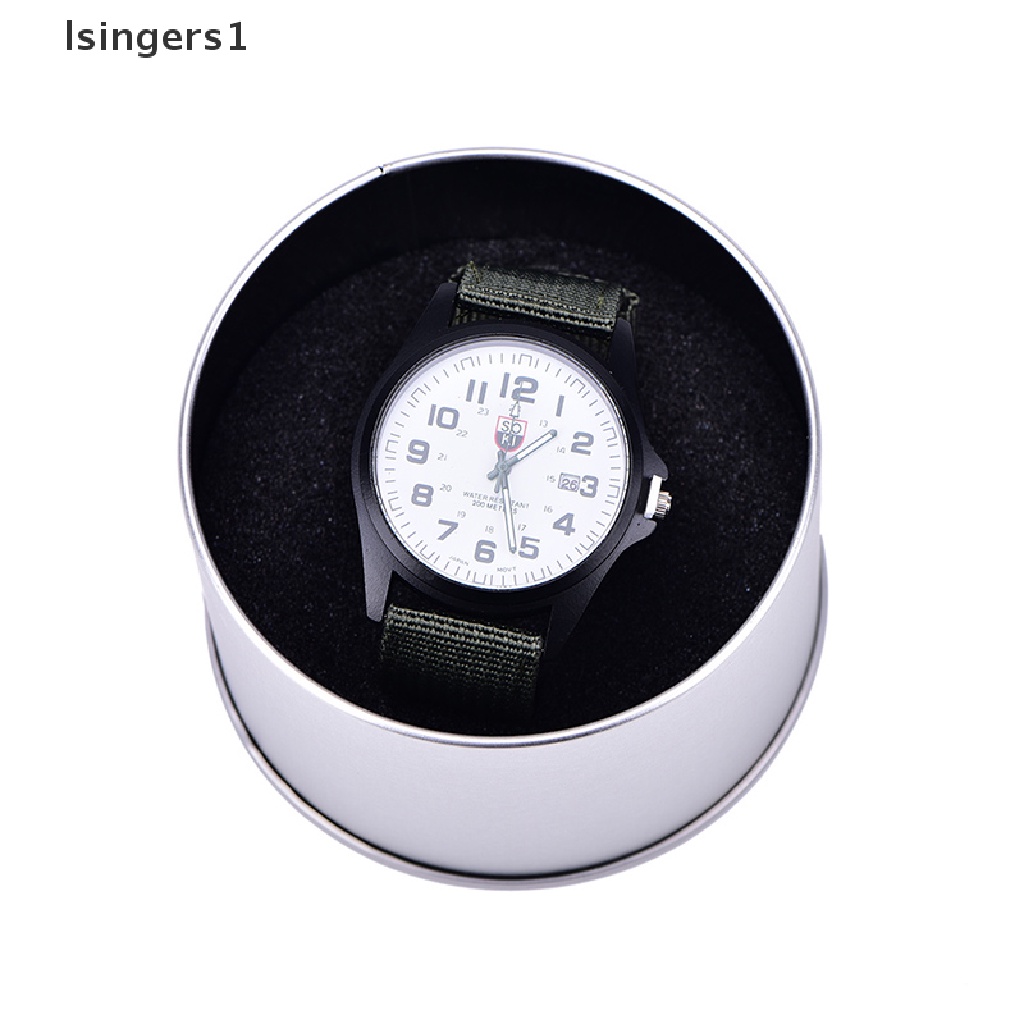 [lsingers1] Kotak Jam Tangan Perhiasan Silver Round Metal Display Case Dengan Cushion Watch Box Holder Butik