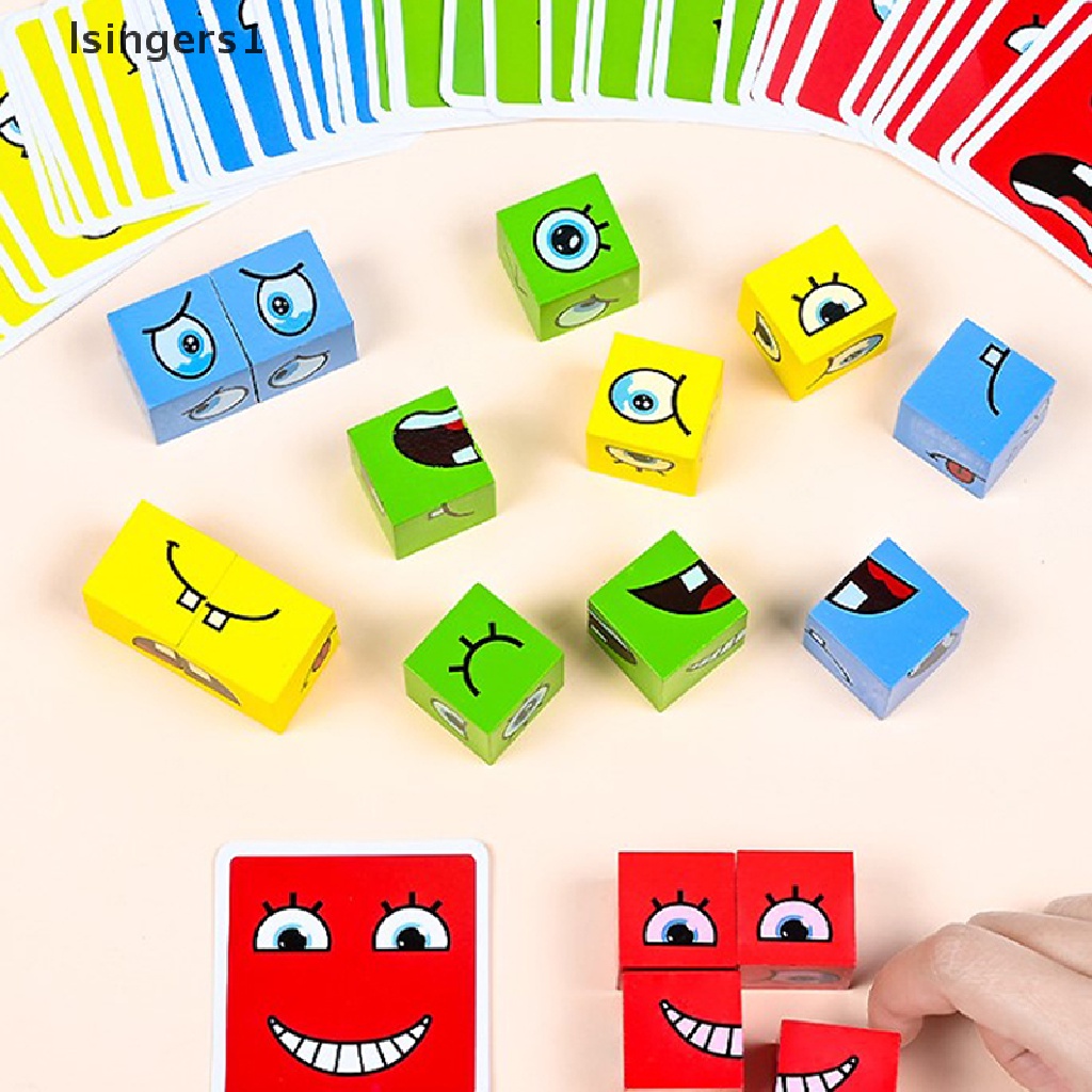 [lsingers1] Facechanging Magic Cube Building BlockGame Matching Expression Puzzle Mainan Butik