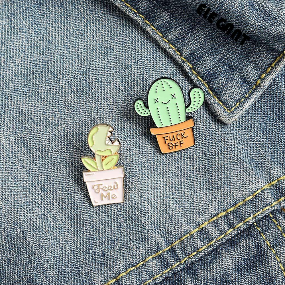 [Elegan] Kaktus Bros Hadiah Untuk Wanita Pria Hadiah Untuk Anak-Anak Pot Kaktus Travel Commemorative Badge Pin Lapel Pin Enamel Pin