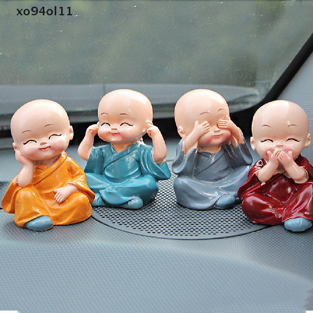 Xo 4Pcs/Set resin Little Monk Untuk Dekorasi Desktop Taman Patung Mobil art OL