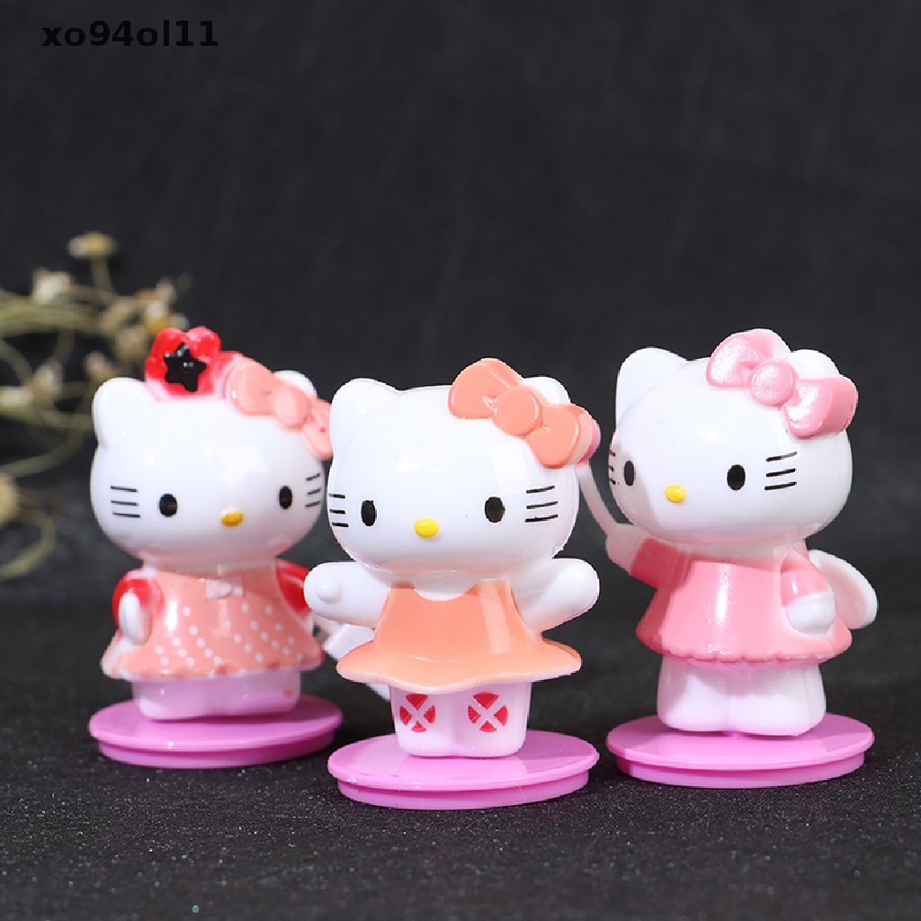 Xo 8pcs/set Hellokitty Buatan Tangan model Boneka Kitty Kucing Mainan Hiasan Dekorasi Kue OL