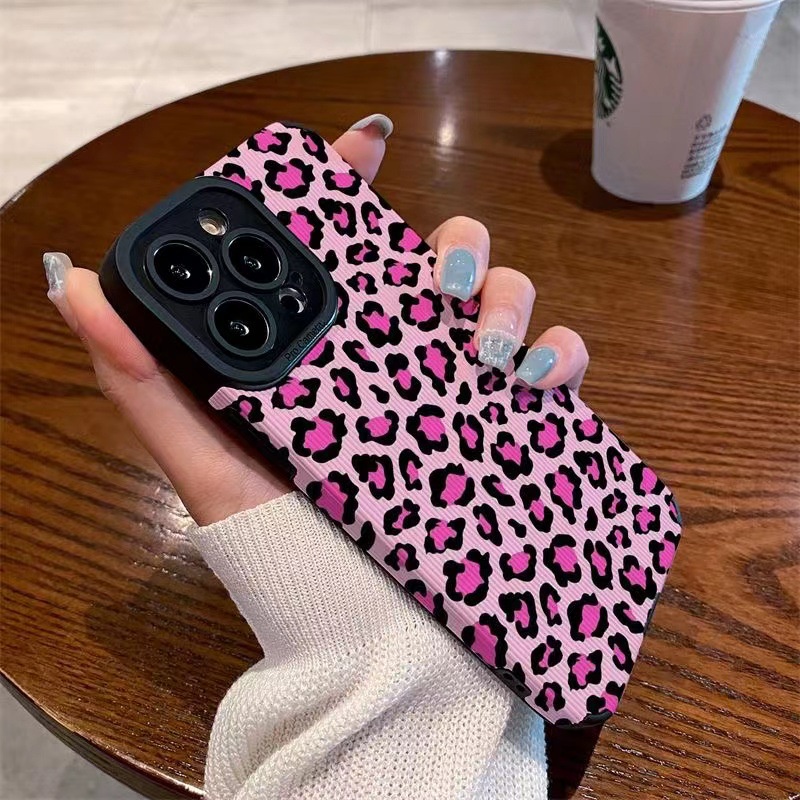 Soft Case Kulit Motif Leopard Pretty Pink Untuk Samsung A21S A12 A50S A30S A20 A30 A32 A22S A52S A72 A10S A33 A53 A73 A13 A04S A23 A51 A71 A31 Casing Ponsel Hitam Untuk Wanita Perempuan