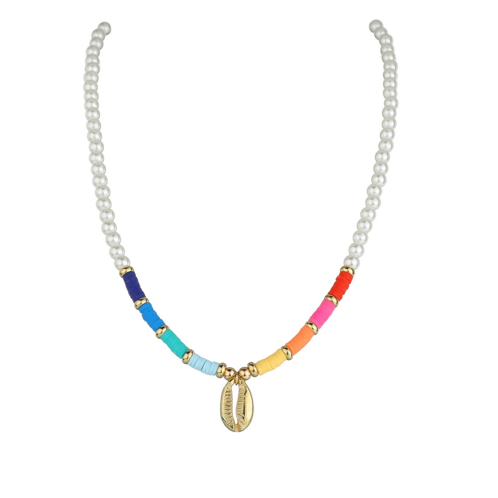 Fashion Colorful Splice Pearl Gold Shell Pendant Necklace Untuk Pria Dan Wanita Adjustable Necklace Jewelry Pribadi Grosir