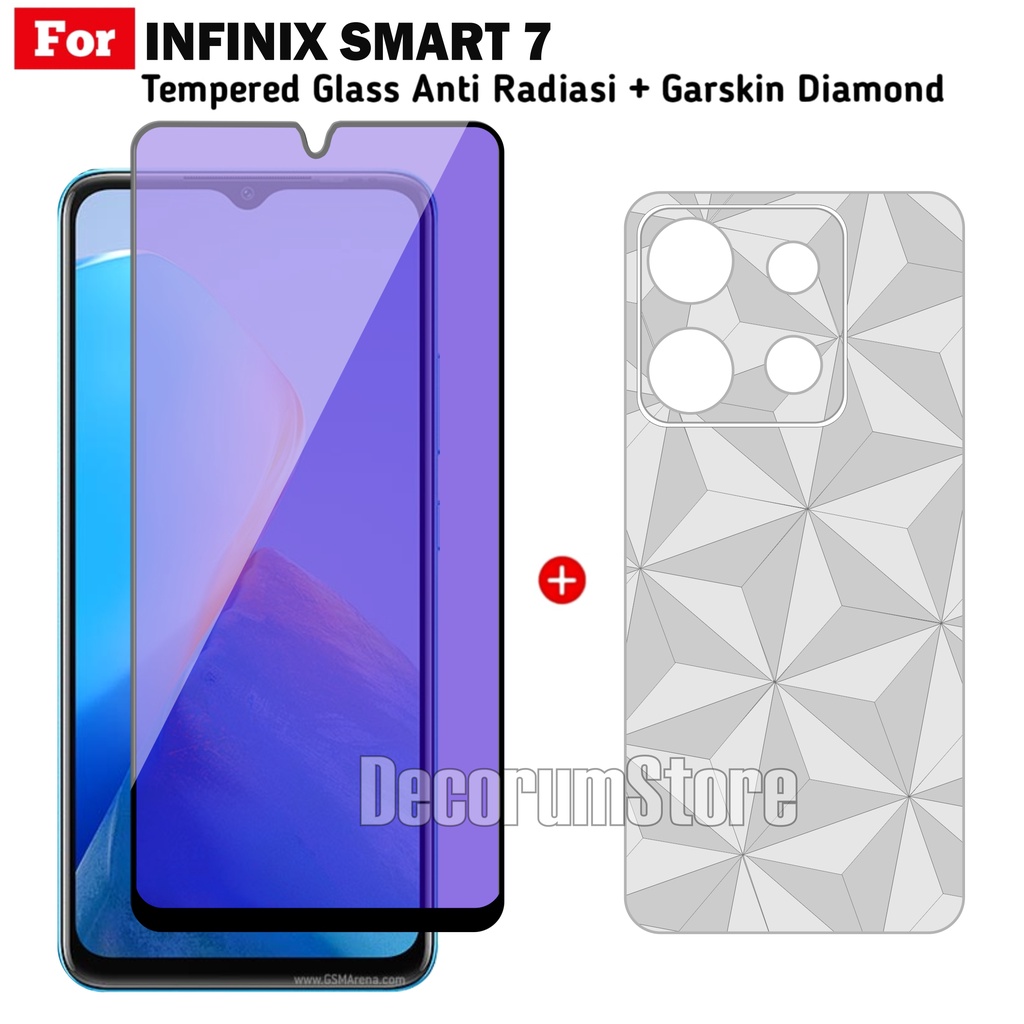 Tempered Glass INFINIX SMART 7 Blue Light Free Skin Carbon Diamond Belakang