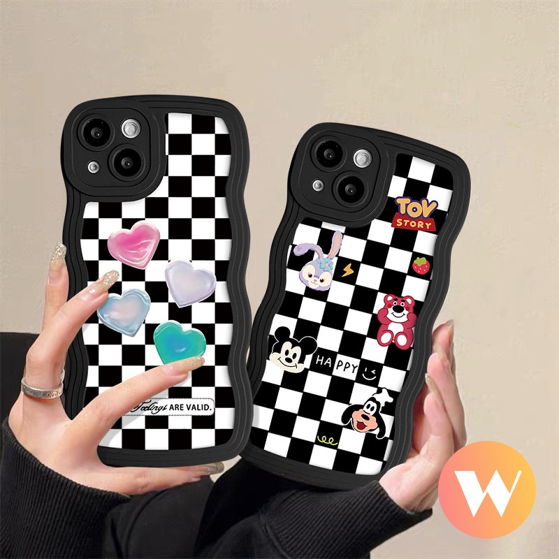 Kartun Toy Story Checkerboard Love Heart Casing Redmi 10A 10a1+9T 9 10C 12C A1 9A 9C NFC POCO M3 X3 NFC Pro Redmi Note 10s 9s 8 11 9 11s 10 Pro Max Mi 11T Pro Couple Soft Sarung