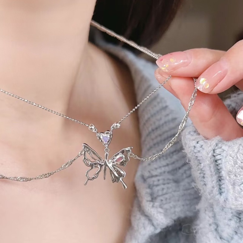 Jepang Korea Ganda Kupu-Kupu High-End Desain Niche Gaya Keren Kalung Baru