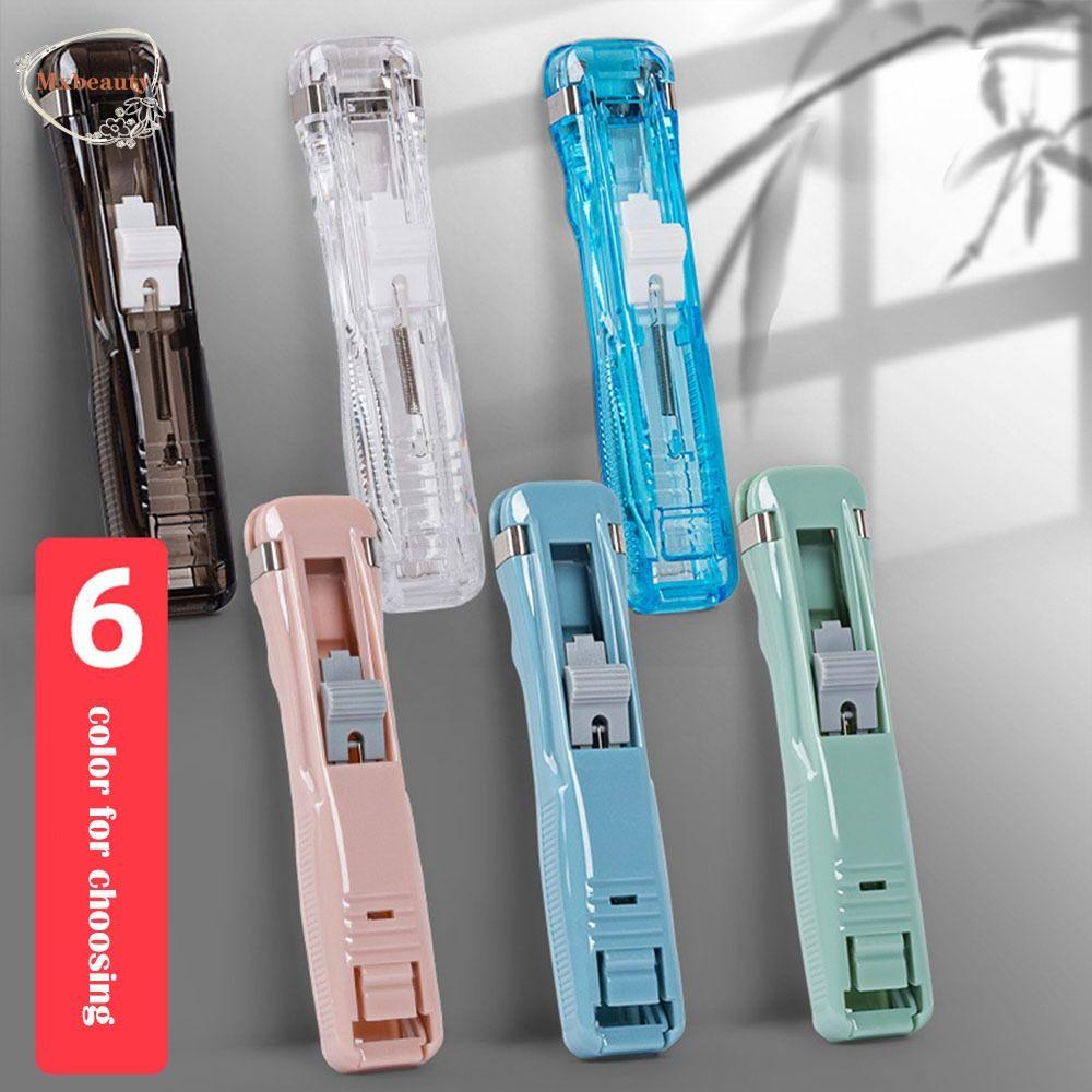 Mxbeauty Paper Clipper with Refill Metal Klip Minimalis Aksesoris Kantor Push Clamp Stapler Perlengkapan Sekolah Memperbaiki Atur Stapler Kertas Fixing Clip