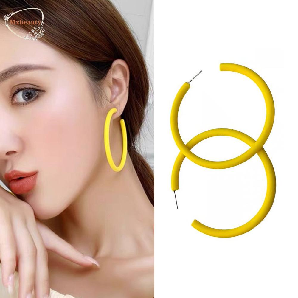 Mxbeauty Anting Hoop Fashion Multicolor Kepribadian Bulat Geometris Sederhana Perhiasan Wanita