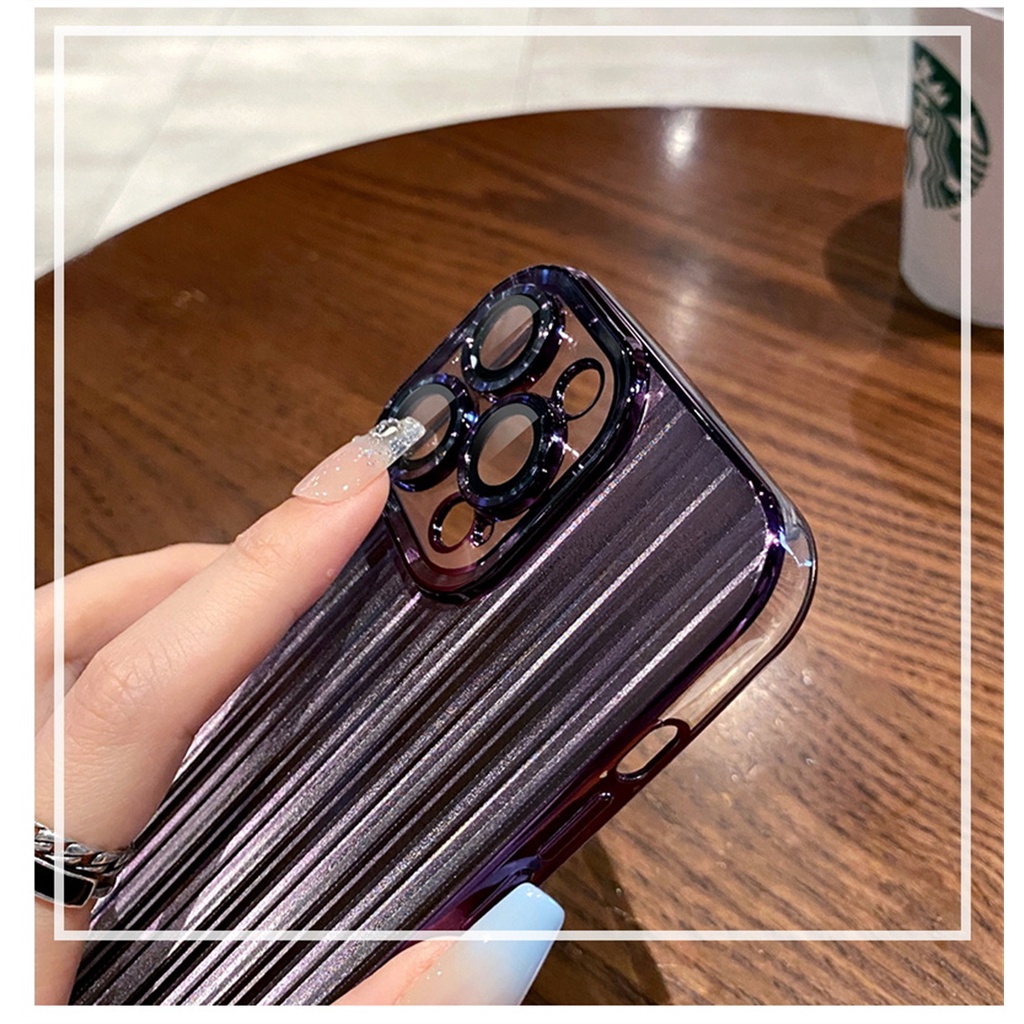 Kreatif Premium Laser Case iPhone 14 Pro Max Case Kamera Perlindungan Lensa Case Iphone13 12 Pro Max14 Plus Penuh Tertutup Gradiasi Shock Protection TPU Lembut Penutup Belakang