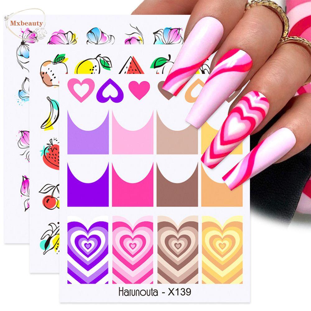 Mxbeauty Self-adhesive Nail Decals Musim Semi Sederhana DIY Nail Art Dekorasi Green Them Nail Sliders Manicuring Sticker