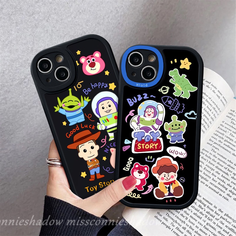 IPHONE Kartun Toy Story Alien Lovely Pig Phone Case Kompatibel Untuk Iphone7 8 Plus XR 11 Pro Max X7 8 6 6s Plus 14 13 12 Pro Max XS Max SE 2020 Cute Strawberry Bear Manyo Soft Tpu Cover