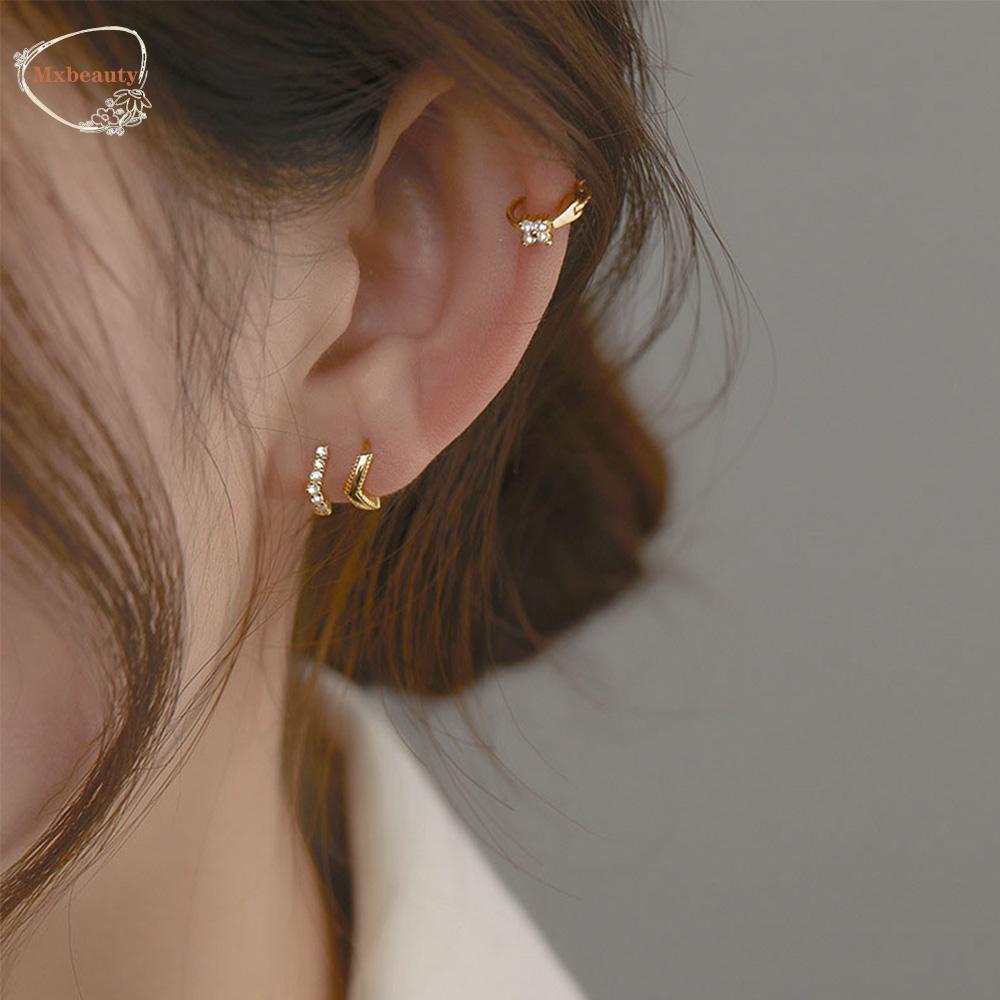 Mxbeauty Anting Klip Trendi Bunga Kecil Perhiasan Berlian Indah Sederhana Anting Pejantan