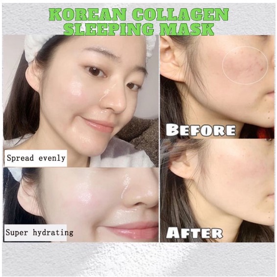 [20 Pcs/Kotak] YFUVEOY Collagen Firming Sleeping Mask Masker Pemutih Kolagen Malam Wajah Untuk Pelembab Wajah Pemutih Anti-penuaan Anti-kerut Mengencangkan dan Mengecilkan Pori-Pori