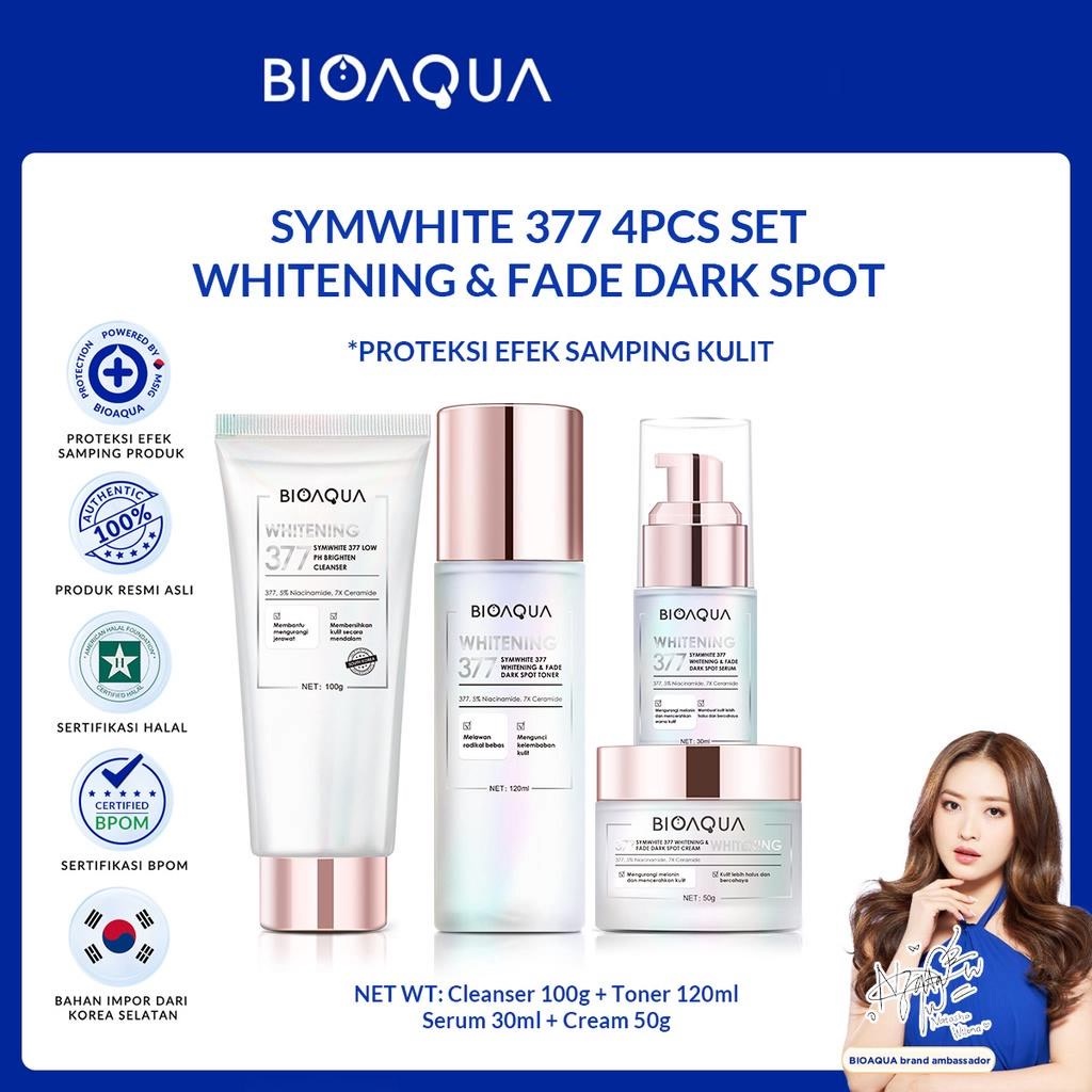 ★ BB ★ BIOAQUA SymWhite 377 Whitening &amp; Fade Dark Spot SERIES | Serum Wajah Glowing 30ml / Brightening Cleanser Sabun Cuci Muka 100g / Toner Wajah Glowing 120ml | BIO AQUA