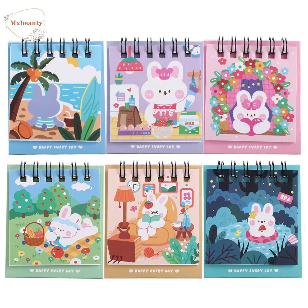 Mxbeauty Kalender 2023warna Warni Kelinci Weekly Planner Perlengkapan Kantor Kalender Mini Jadwal Organizer Desktop Stationery