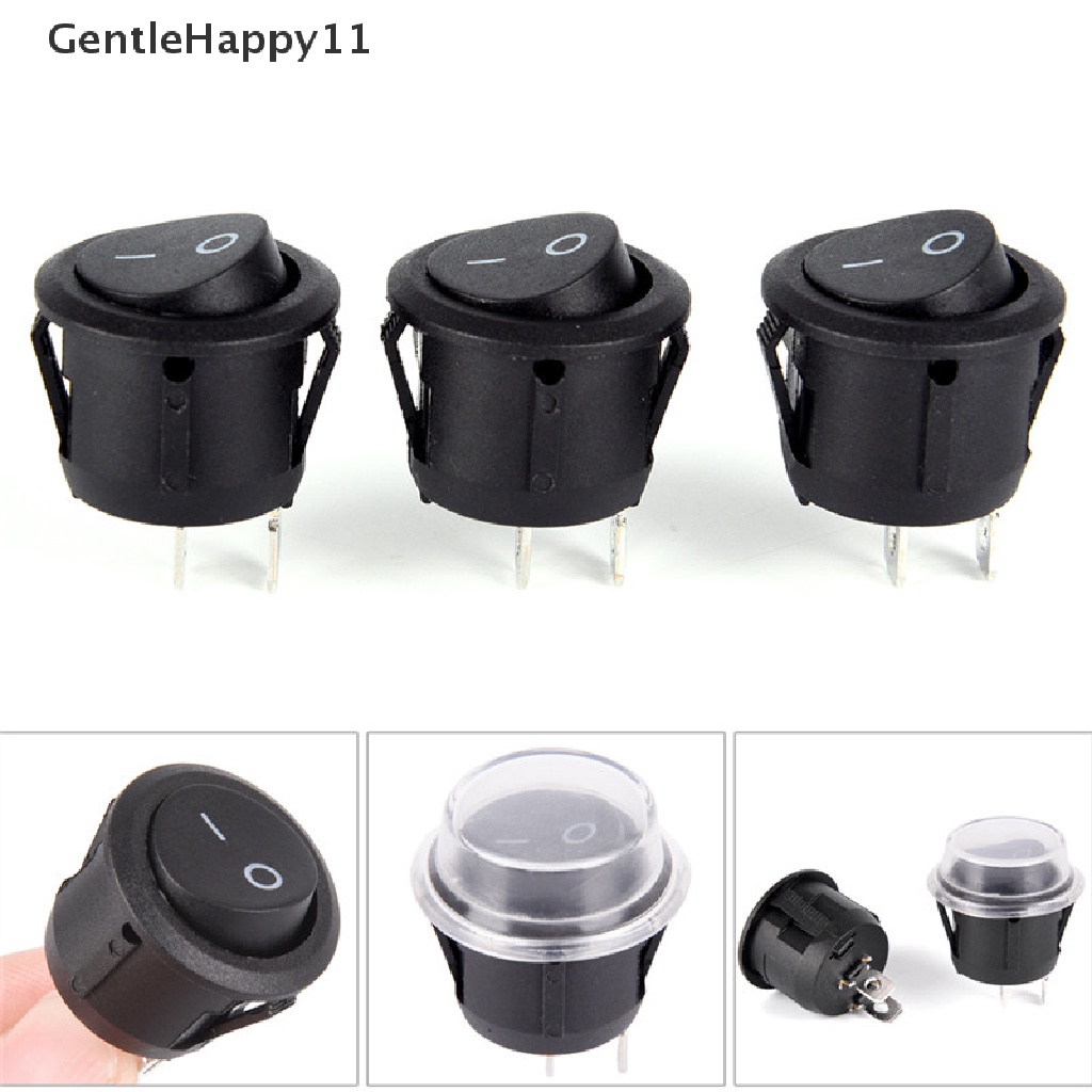 Gentlehappy 1Pc 2-PIN ON-OFF SPST Bulat Dot Mobil Auto Rocker Toggle Switch+Cover Anti Air id