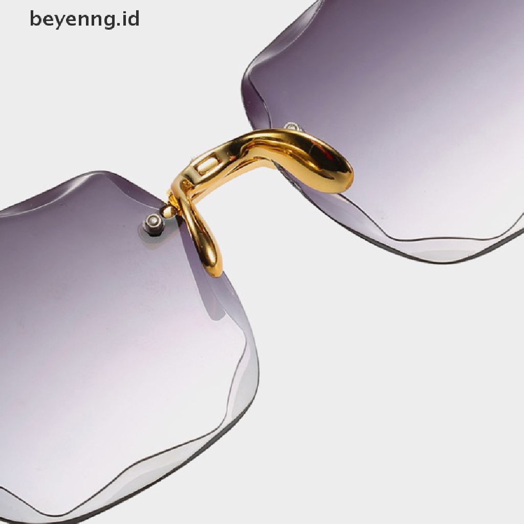 Beyen UV400 Perlindungan Square Rimless Sunglasses Untuk Wanita Berwarna Frameless Eyewear Musim Panas Vintage Transparan Gradiasi Kacamata Matahari ID