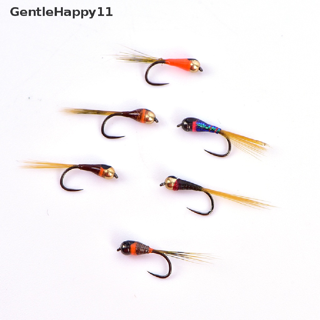 Gentlehappy 6PCS Kepala Tembaga Nymph Beadheads Fly Trout Greyling Trout Memancing Quick Sink Fly id