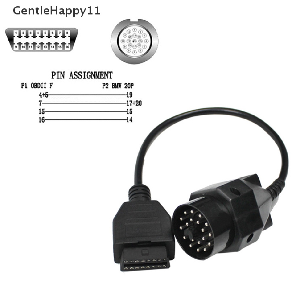 Gentlehappy 1Pce OBD Adapter Untuk BMW 20pin Ke OBD2 16pin Female Connector e36 e39 X5 Z3 id