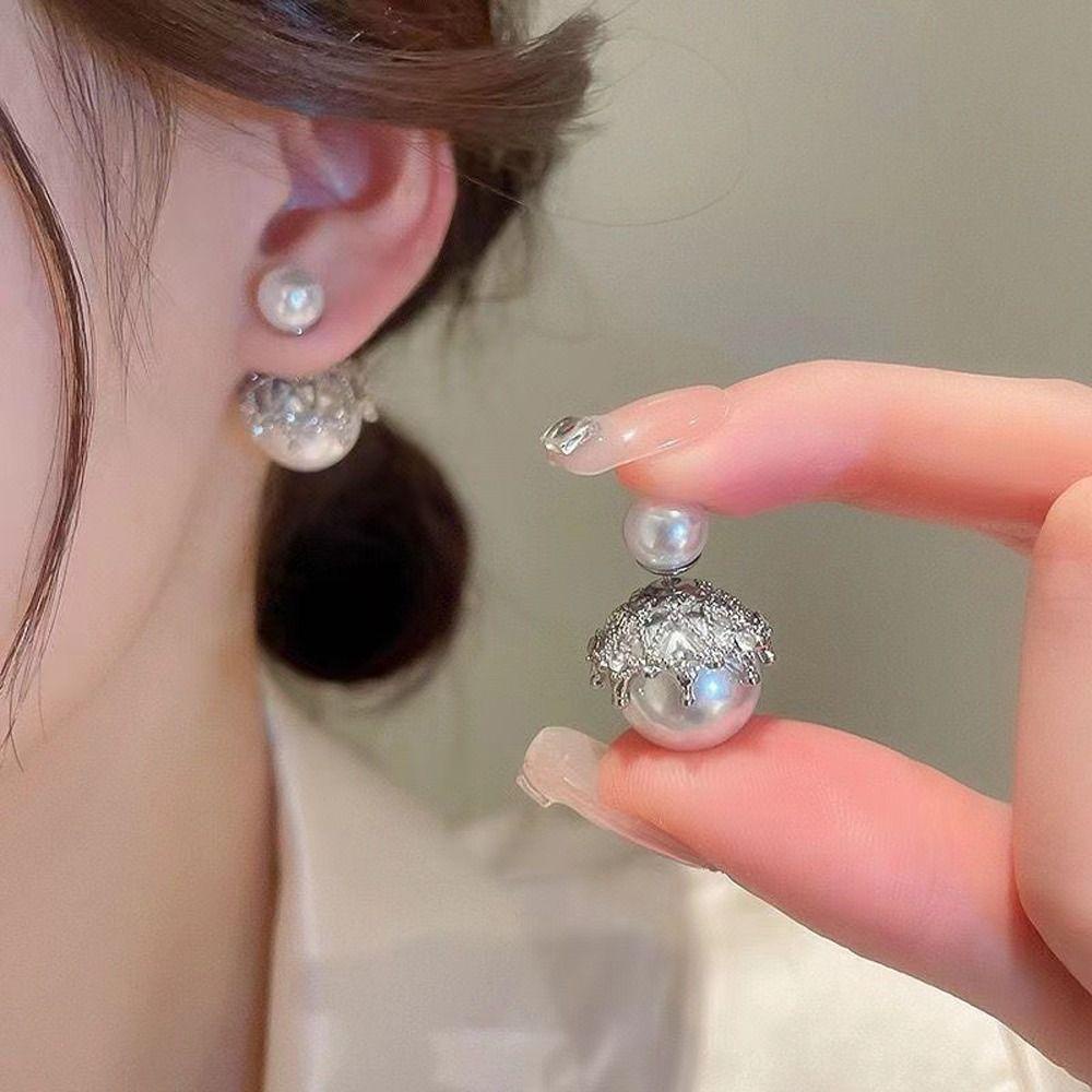 Mxbeauty Wanita Menjuntai Anting-Anting Indah Sederhana Mutiara Trendi Niche Desain Fashion Perhiasan Gadis Hadiah Berlian Imitasi Gaya Korea Earrings