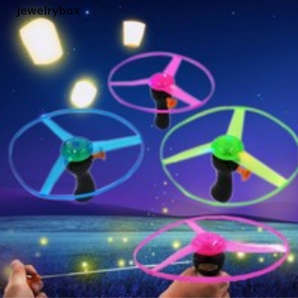[jewelrybox] Lucu Spinning Flyer Luminous Flying UFO LED Light Handle Flash Flying Toys Butik