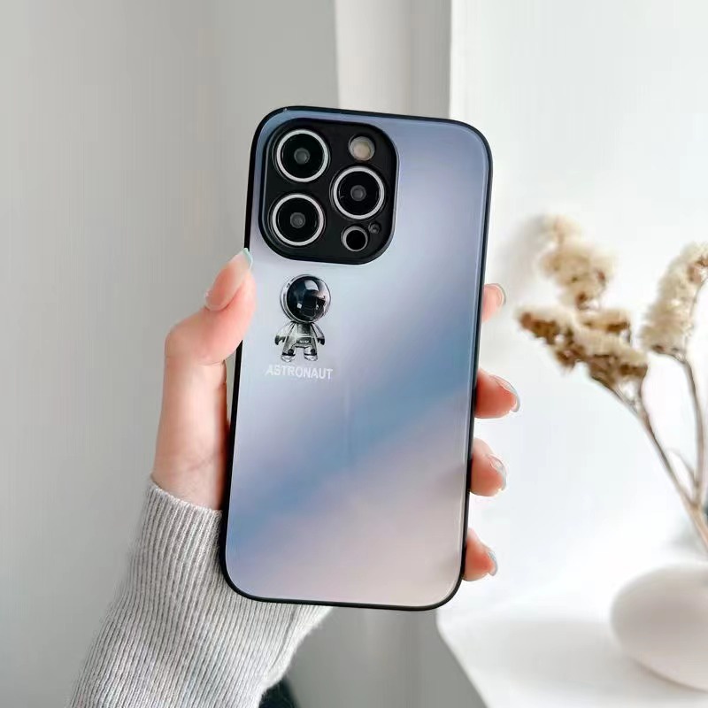 IPHONE Gradient Astro Glass Cover Untuk Iphone14 13 12 11 Pro X XS Max 14Plus XR Full Case Casing Glossy