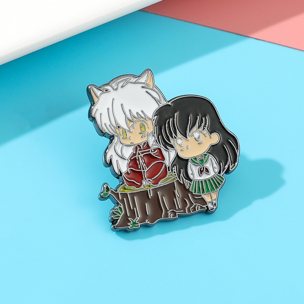 Fashion Kartun Anime Jepang Lucu Inuyasha Dan Higurashi Kagome Logam Bros Ornamen Hadiah Untuk Teman Kostum Aksesoris