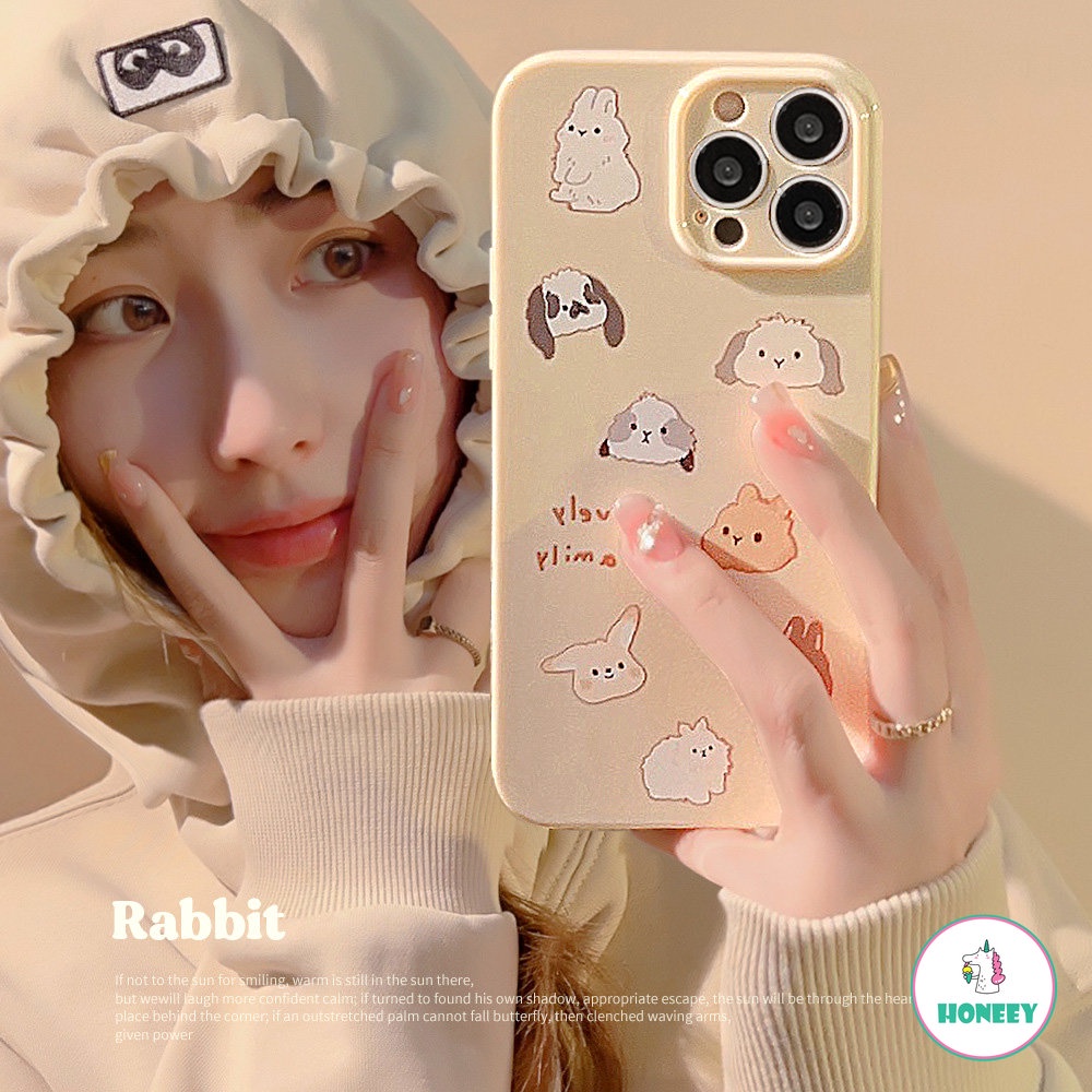 IPHONE Casing Ponsel Kartun Kartun Anak Anjing Kelinci Kucing Bunny Friends Lucu Untuk Iphone14 13 12 11 Pro Max14 Plus Case Kawaii Sweet Gloss Soft Cover