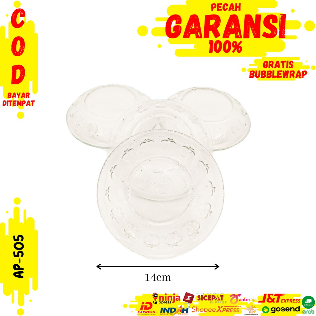 Piring Saji Kaca 14cm (6pcs) Lepek Besar Motif Apel AP-505
