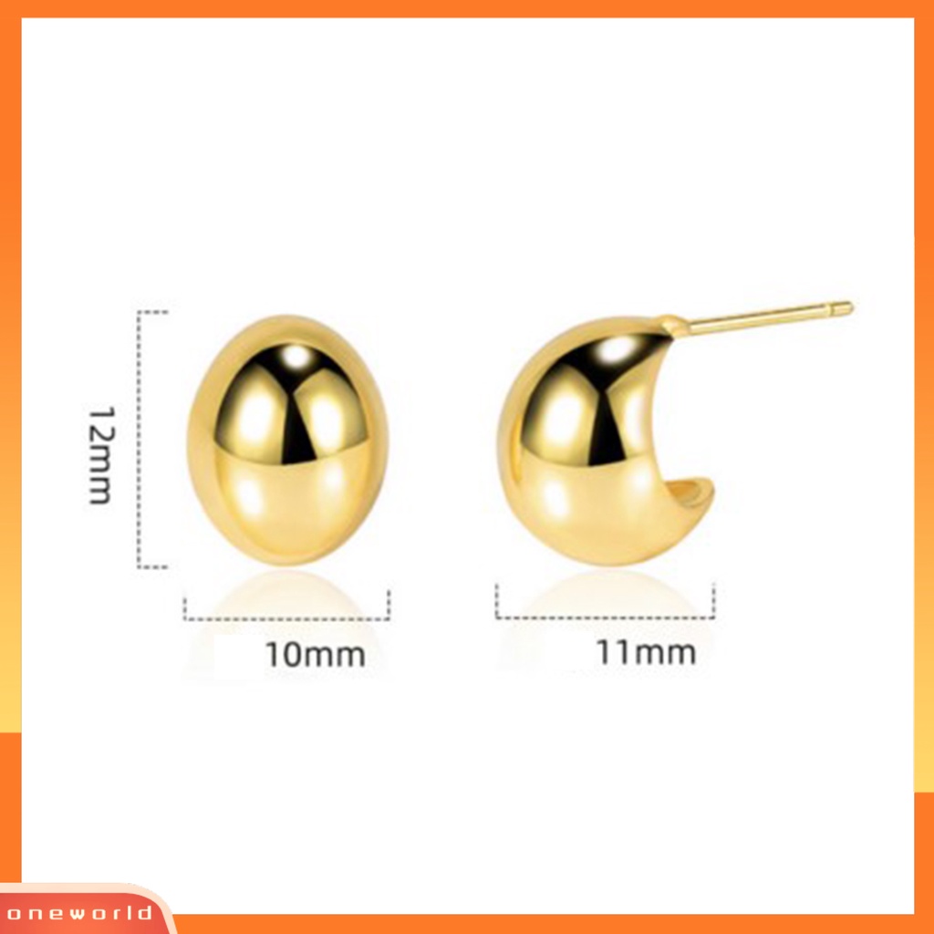 [EONE] 1pasang Stud Earrings Electroplating Geometric Shiny High-polished Piercing Dress Up Nickel-free Simple Mini Plated Women Earrings Perhiasan Aksesori