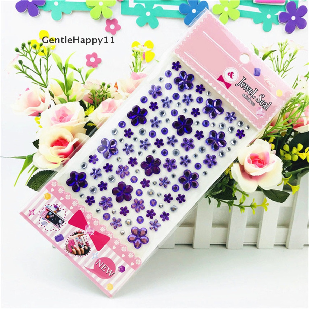 Gentlehappy Self Adhesive Glitter Bunga Kristal Permata Permata Diamond Stiker Berlian Imitasi Strip id