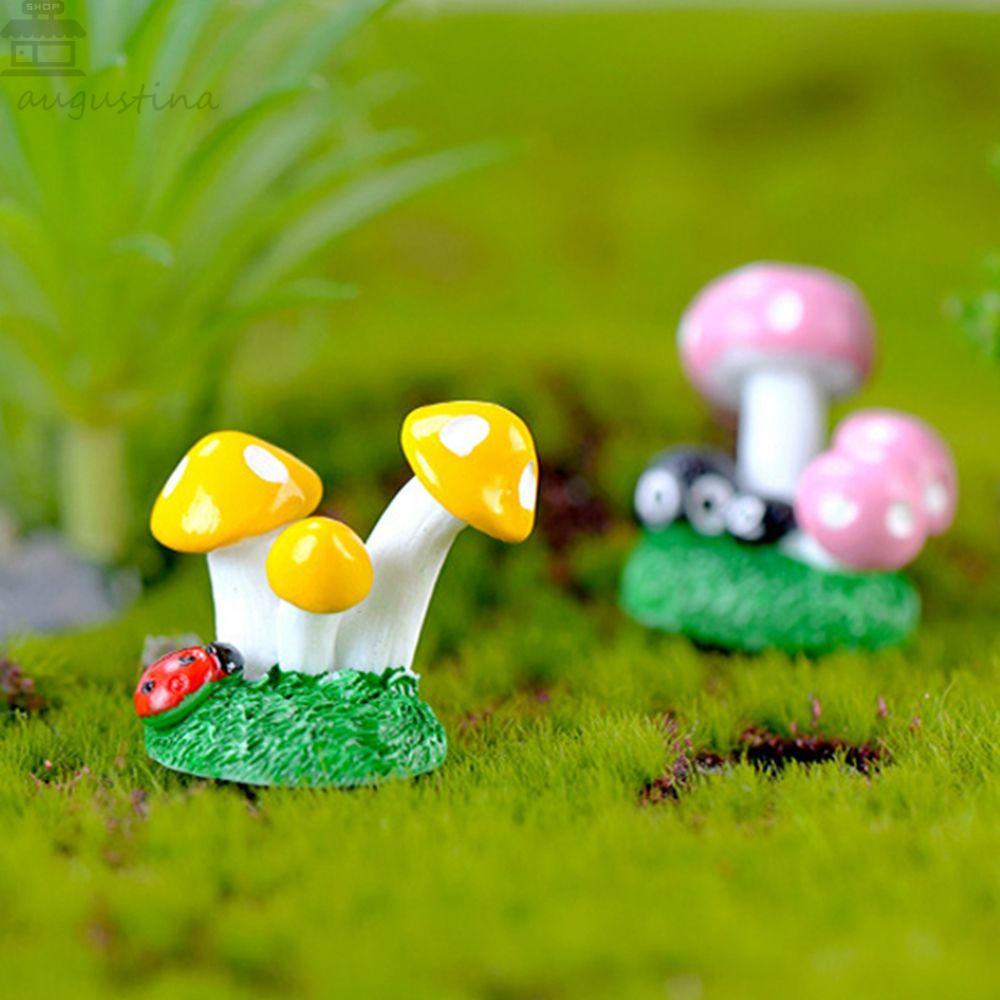 Agustina Jamur Miniatur Lucu Resin Lansekap Resin Ornamen Dekorasi Kue Jamur