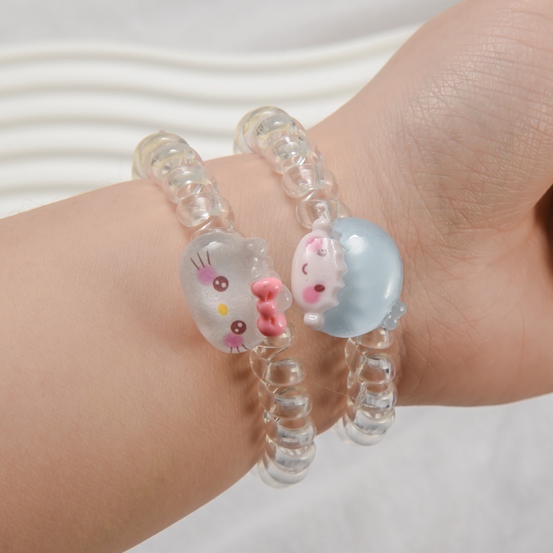 Fashion Lucu Glitter Kodok Ponytail Holder Peri Segar Elastis Spiral Ikat Rambut Scrunchies Kartun Kabel Telepon Rambut Cincin Wanita Gadis Tali Rambut Aksesoris Rambut