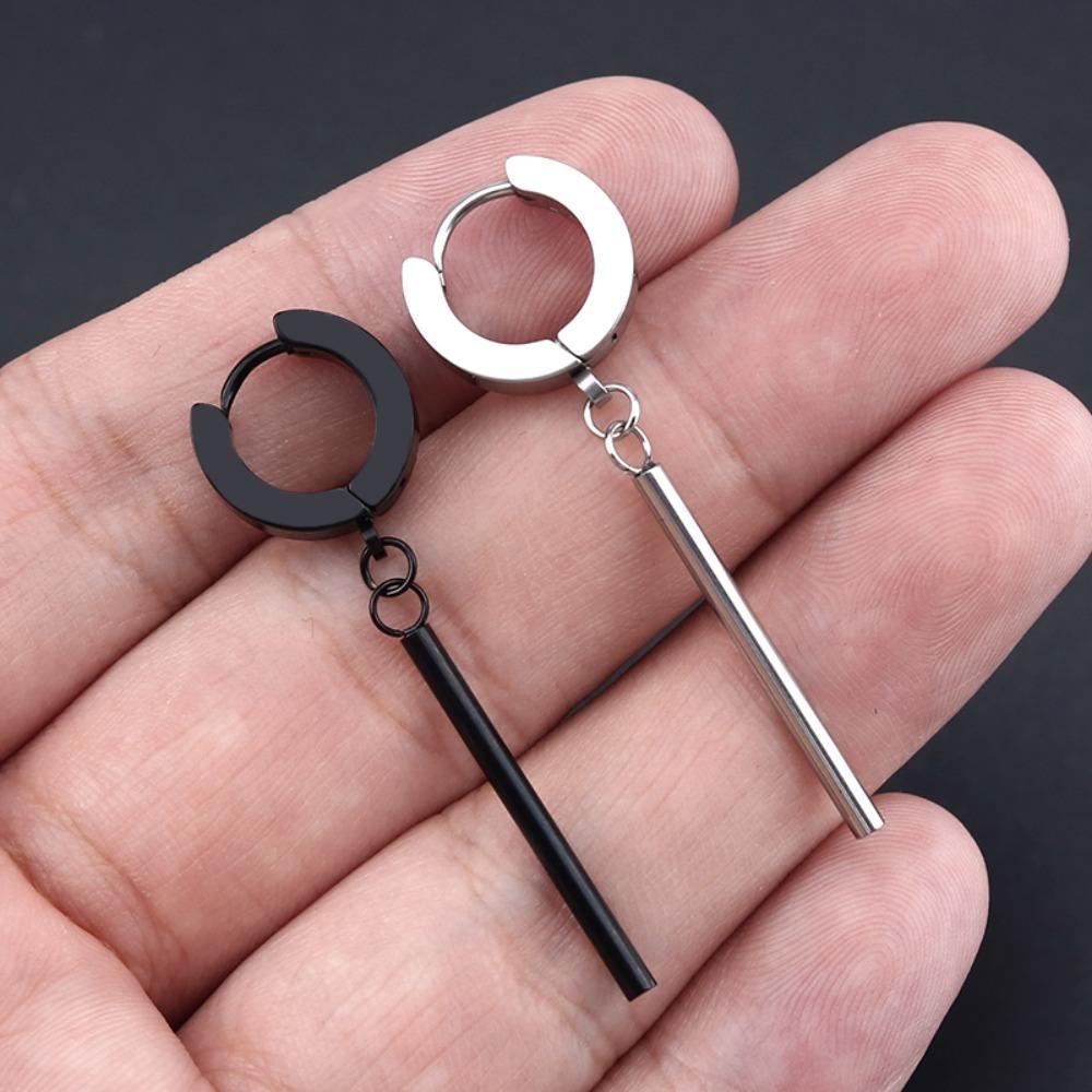 NEEDWAY Anting Minimalis Minimalis Unisex Pesta Perhiasan Bar Stainless Steel Anti Alergi Aksesoris Pria