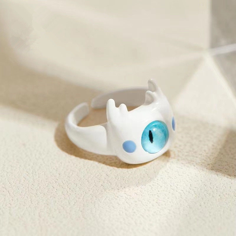 Cincin Geometris Mata Besar Monster Kecil Bahan Alloy Lucu Untuk Anak Perempuan
