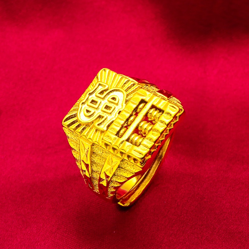 Goldking Perhiasan Fashion 24 K Bangkok Aksesoris Ready Stock Mendominasi Cincin Terbuka Pria Sempoa Cincin